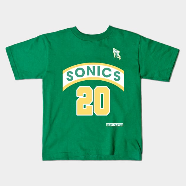 Gary Payton Retro Supersonics Jersey 90s Style Fan Art Kids T-Shirt by darklordpug